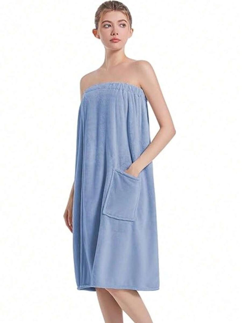 Shein Women's Bath Towel Shawl, Plush Bathrobe with Pockets - XL Size - Image 1