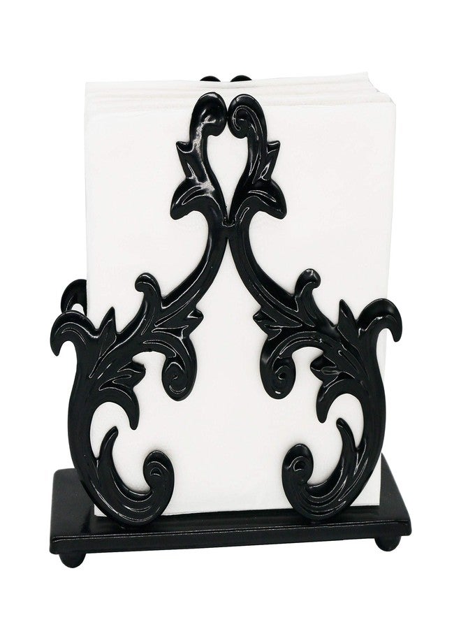 Owlgift Black Metal Baroque Style Napkin Holder, Freestanding Barocco Tissue dispenser, Baroque Napkin Tray Basket - Image 2
