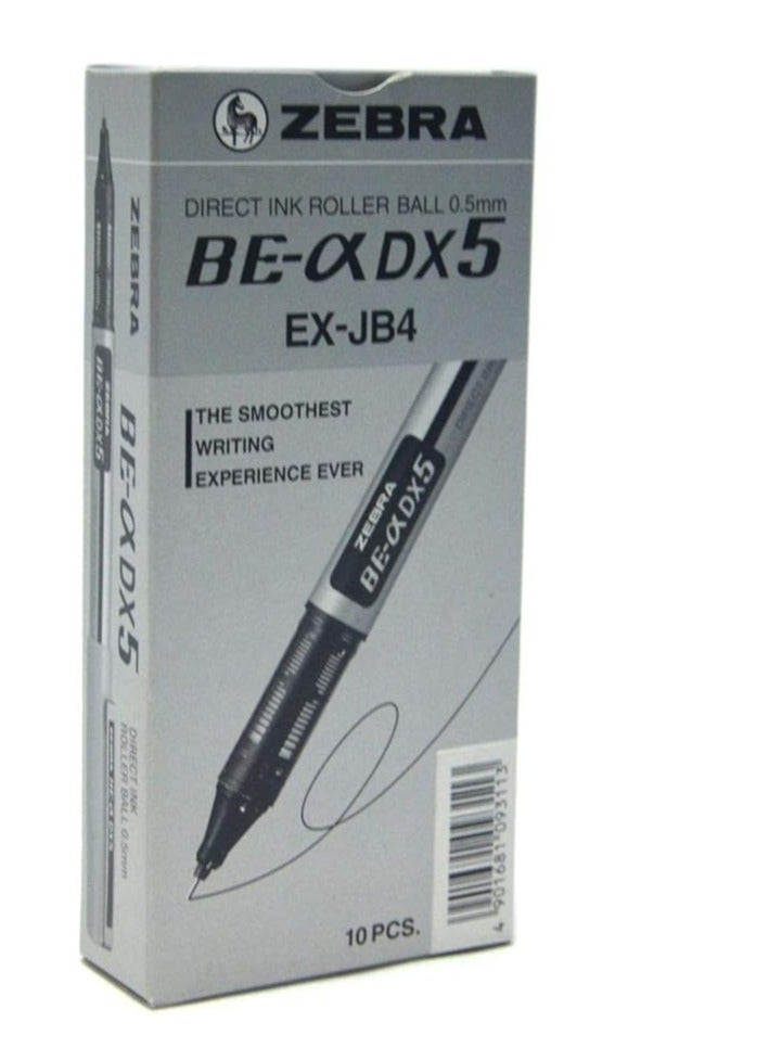 ZEBRA 10 Piece Dx5 Direct Ink Black Roller Ball Pen 0.5 mm  - Image 1