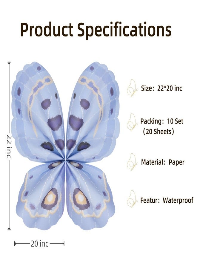 Aiouclay 20 Sheets Butterfly Shape Wrapping Paper, Bouquet Accessories, Waterproof Flower Bouquet Wrapping Paper for Mother's Day Wedding Graduation Birthday Flower Shop DIY Craft (Blue B - Image 3