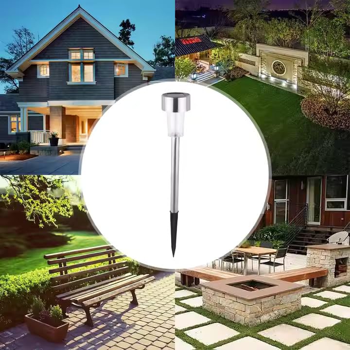 AAOVEFOX Pack 10 Best Solar Landscap Light Garden Lights Waterproof, Stainless Steel LED Landscape Lighting Outdoor Solar Lights for Yard, Pathway, Walkway, Patio, Lawn (Warm Yellow) - Image 4