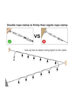 Generic String Light Hanging Kit with 170ft Coated Stainless Steel 304 Tension Wire Rope Outdoor Guide kit Lights Suspension  - Image 5
