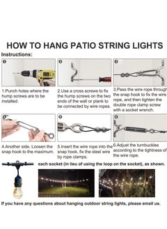 Generic String Light Hanging Kit with 170ft Coated Stainless Steel 304 Tension Wire Rope Outdoor Guide kit Lights Suspension  - Image 4