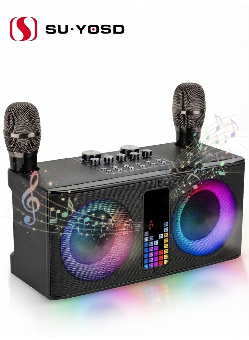 SU.YOSD Karaoke Machine with 2 Wireless Microphones and LED Screen, Portable Bluetooth Speaker for Family Videoke & Outdoor - Image 1