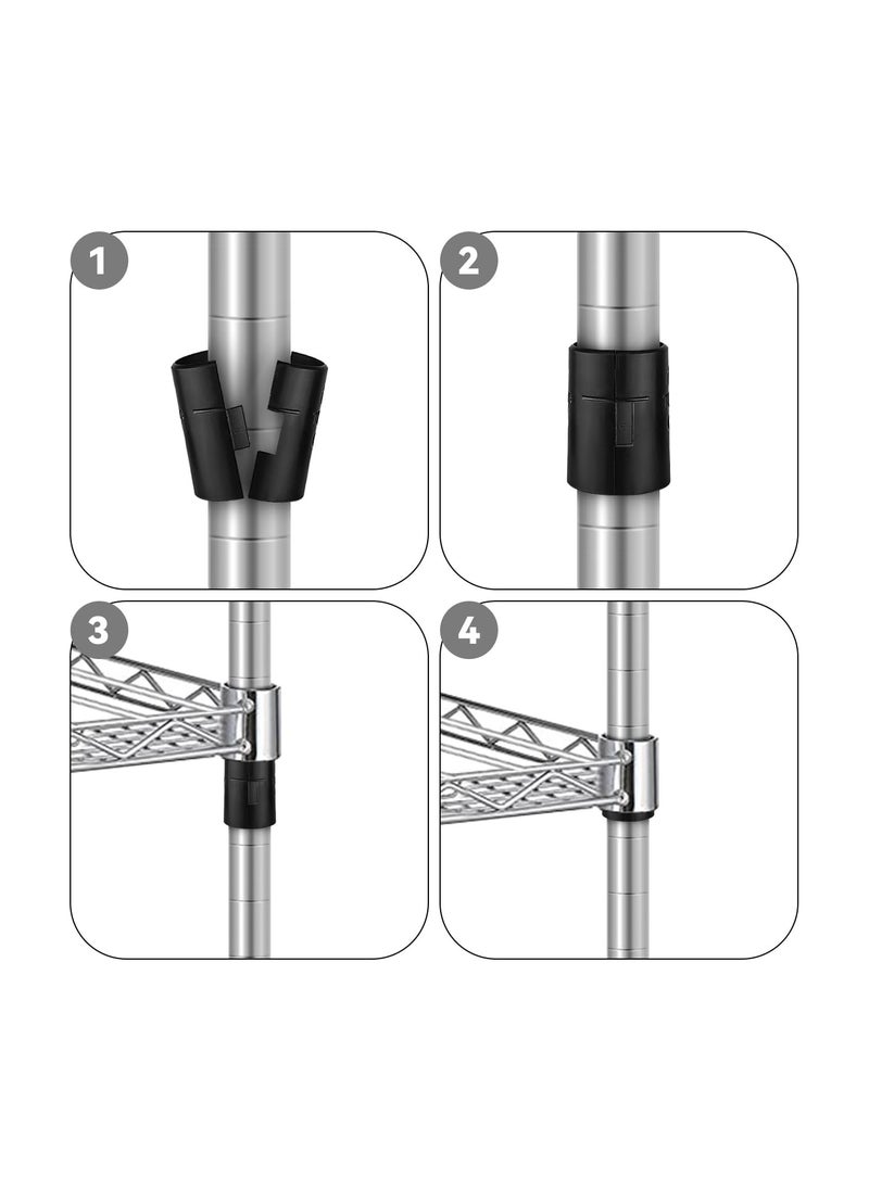 SYOSI Plastic Wire Shelving Shelf Lock Clips, Black Post Shelving Split Sleeves, for 1" Diameter Shelving Sleeves Replacements, Wire Shelf Storage Rack Adjustable Shelves Replace Clips (20 Pairs)  - Image 3