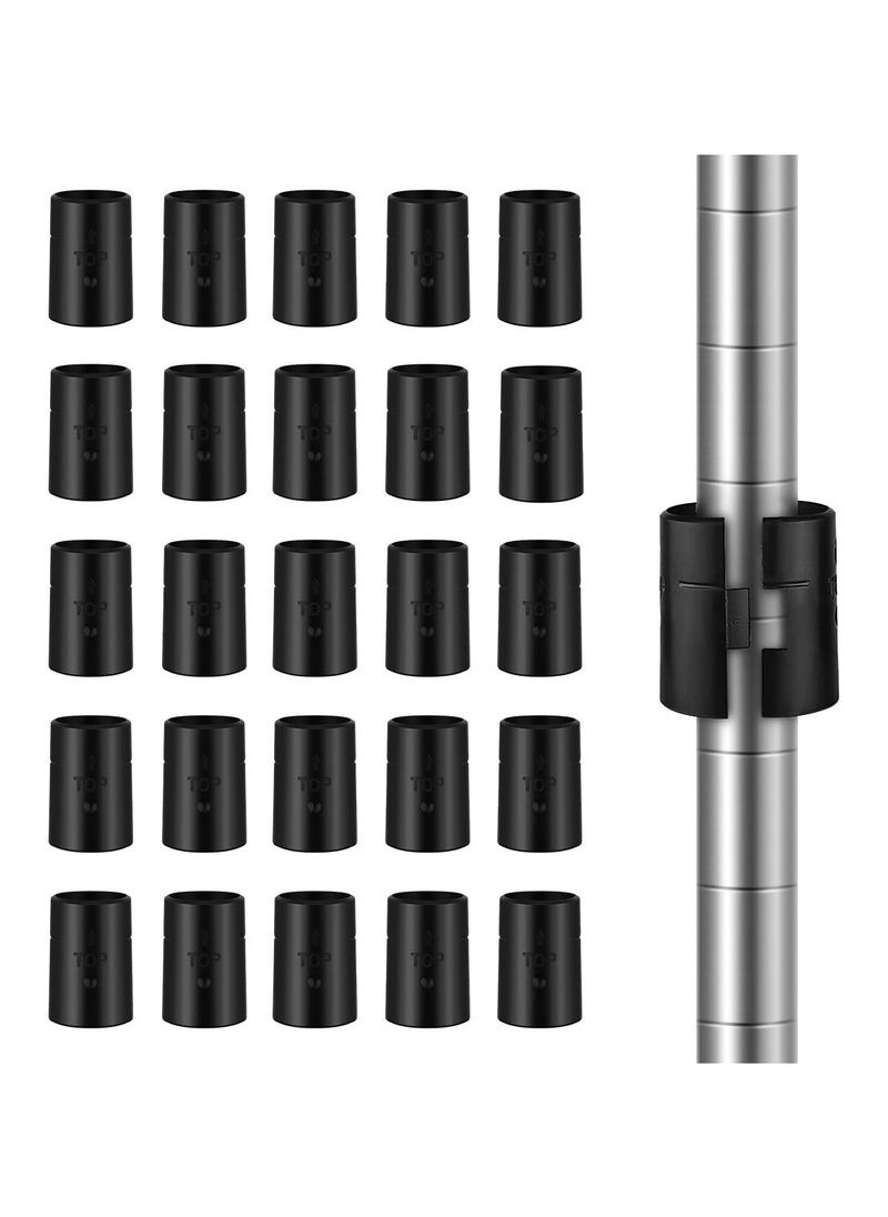 SYOSI Plastic Wire Shelving Shelf Lock Clips, Black Post Shelving Split Sleeves, for 1" Diameter Shelving Sleeves Replacements, Wire Shelf Storage Rack Adjustable Shelves Replace Clips (20 Pairs)  - Image 1