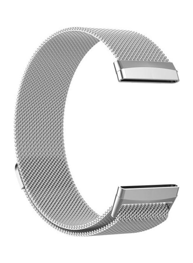 NIBEMINENT Magnetic Milano Replacement Strap For Fitbit Versa 3 / Silver - Image 4