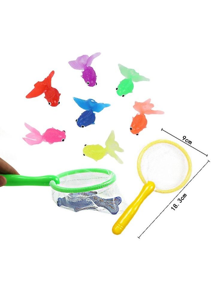 beiens 8Pcs Baby Bath Toys, Spoon Net Fish Pond Toys, Simulation Soft Rubber Goldfish 6cm Soft Floating Bath Fish Fishing Toys Translucent Eco-Friendly Material  - Image 4