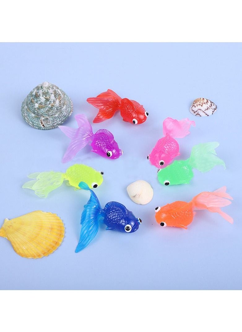 beiens 8Pcs Baby Bath Toys, Spoon Net Fish Pond Toys, Simulation Soft Rubber Goldfish 6cm Soft Floating Bath Fish Fishing Toys Translucent Eco-Friendly Material  - Image 5