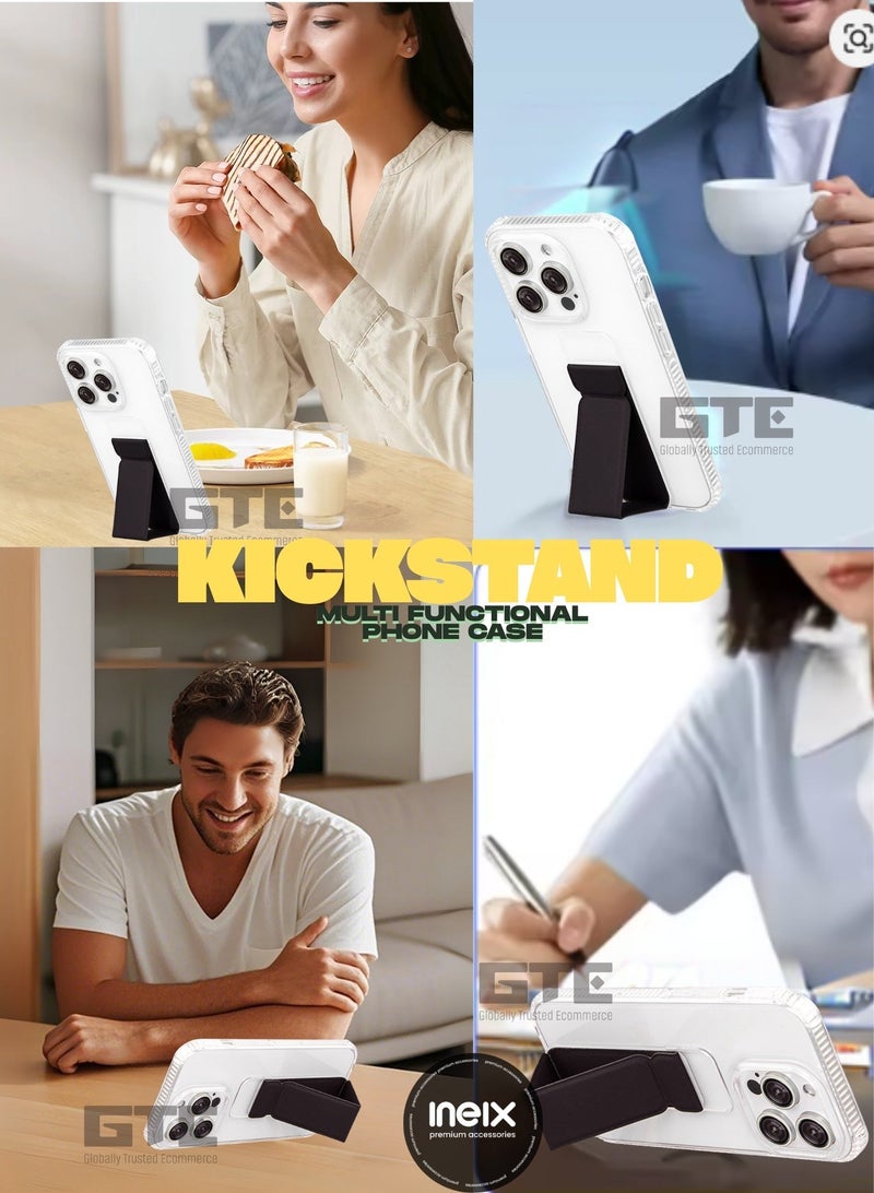 إينيكس جراب حماية شفاف 3 في 1 مغناطيسي ذو مسند للهاتف  شاومي ريدمي A5 4G-شفاف/أسود - Image 5