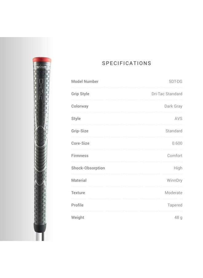WINN DRI-TAC STANDARD Golf Grip - Non-Slip & Cushioned Comfort - Moisture-Wicking & Shock Absorption - AVS Technology - Hand Alignment & Lighter Grip Pressure - High-Performance Polymer Material - - Image 3