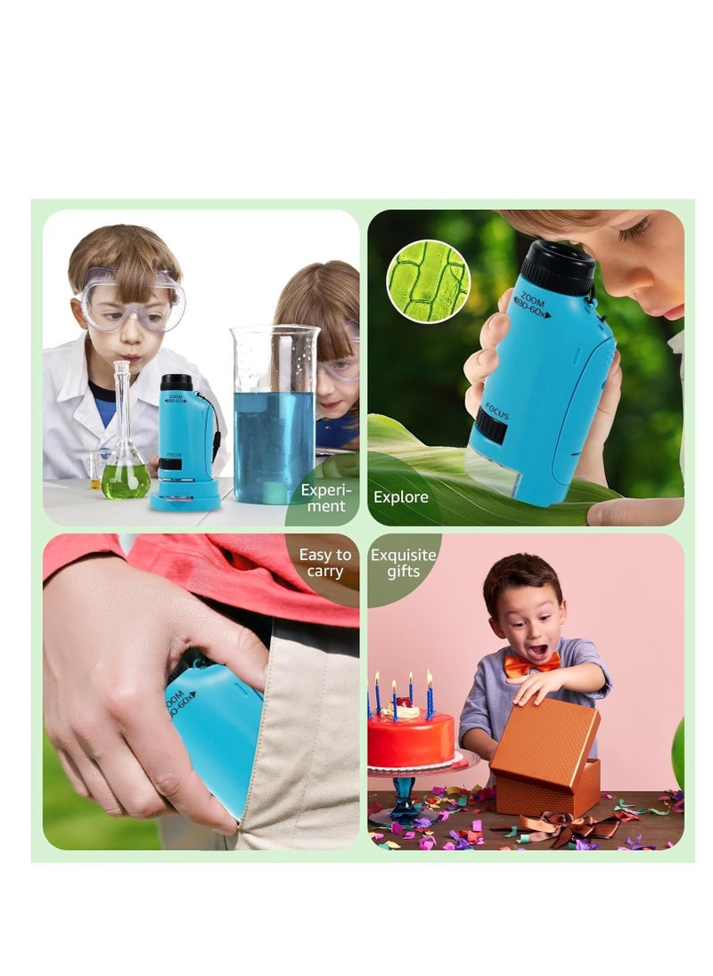 Excefore - Portable Microscope for Kids, Handheld Miniscope for Kids, Mini Labsters Portable Microscope for Kids Ages 8-12, Pocket Microscope 60x-180x, for STEM Educational Toy, Scientific Experiment - Image 1