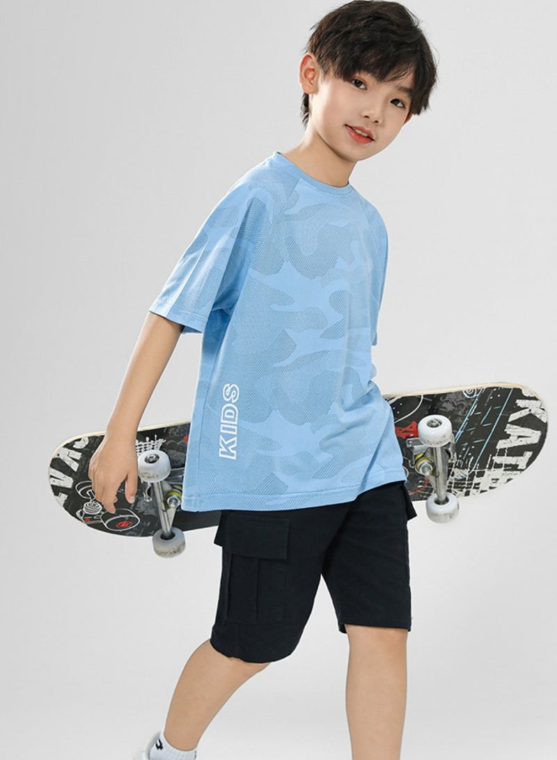luluesses Children's quick-dry short sleeve T-shirt crew neck sweatshirt basketball jersey  - Image 2