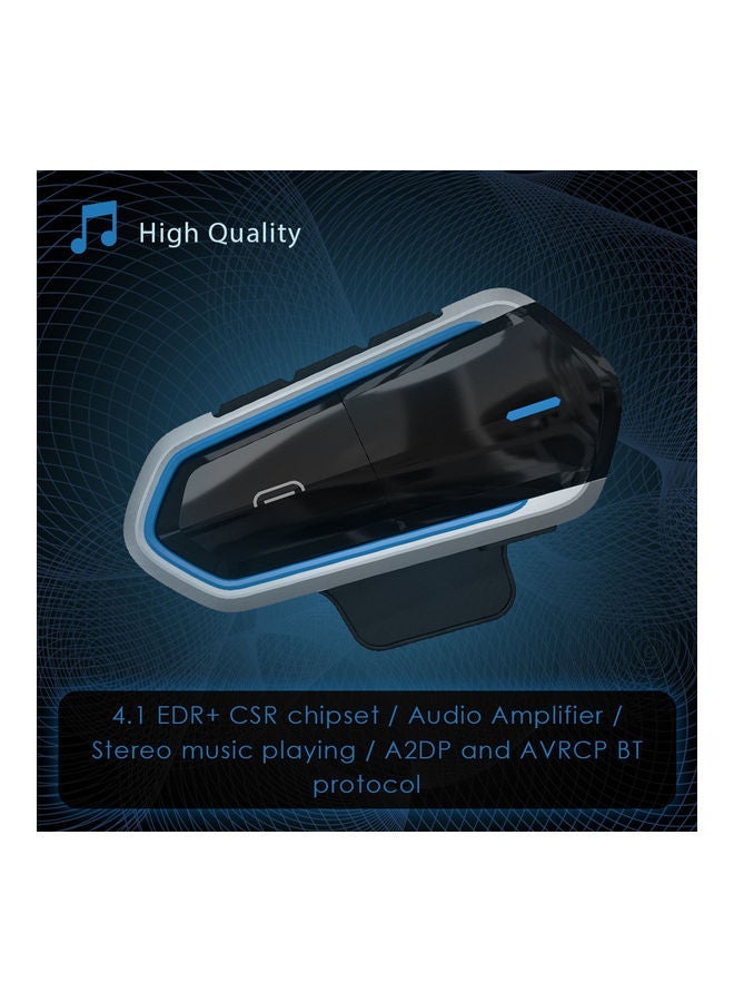 NIBEMINENT Portable Bluetooth 4.1 Motorcycle Helmet Headset Blue/Black - Image 3