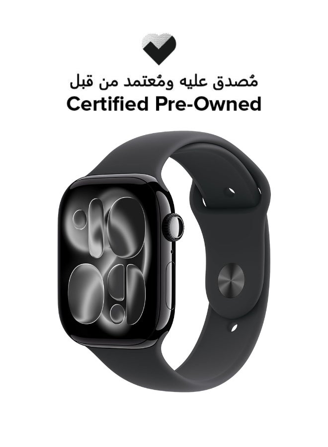 Apple Certified Pre Owned - Watch Series 11 GPS 46mm Jet Black Aluminium Case with Black Sport Band - S/M Black - Image 1