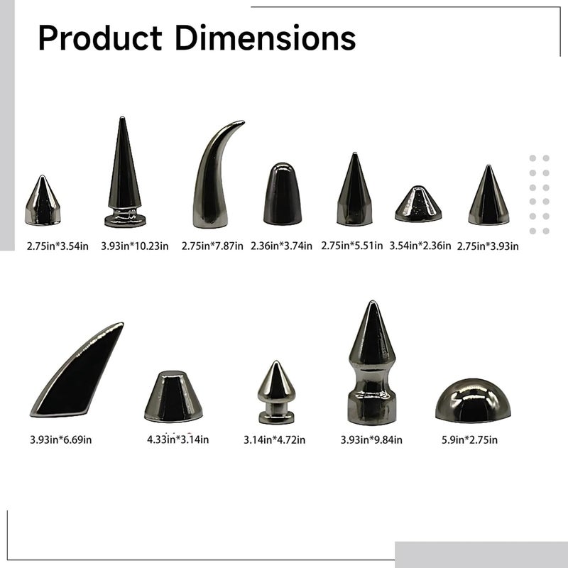 Punk Rivets 270 Pcs for DIY Decoration, Leather Crafting Zinc Alloy Screw Studs, with 13 Styles, Includes Tools 2, for Clothing Accessories, Bags, Shoes, and, Chrome Finish Black - Image 4