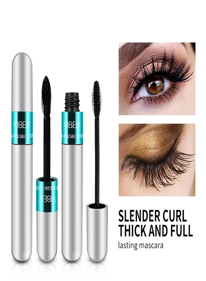 KUNSHNBEI 4 Pack VIBELY Mascara 5x Longer Washable, 2 in 1 4D Silk Fiber Lash Mascara, Natural Lengthening and Thickening, No Clumping, Long-lasting - Image 5