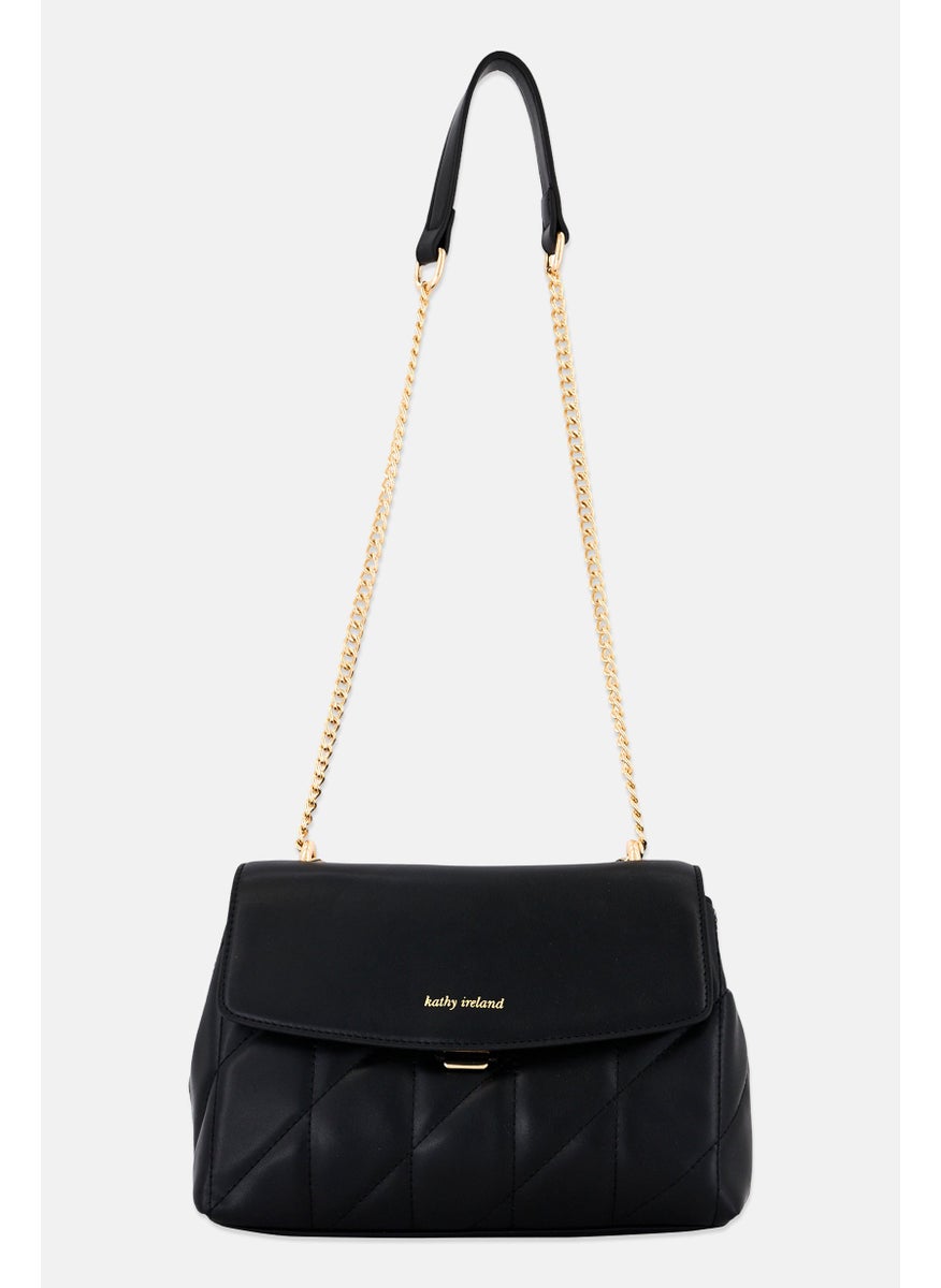 Kathy Ireland Women Brand Logo  Shoulder Bag, Black  - Image 1