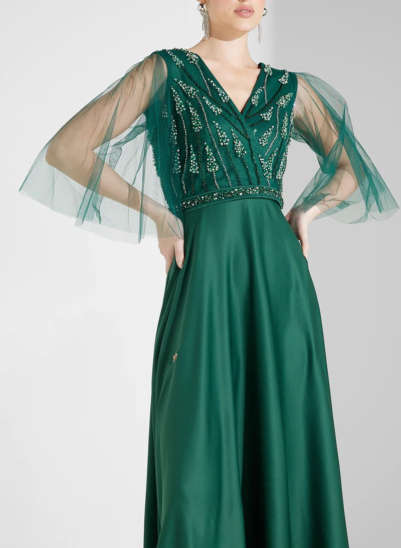 Fashion Trends by Suzy Matar Embellished Chiffon Dress