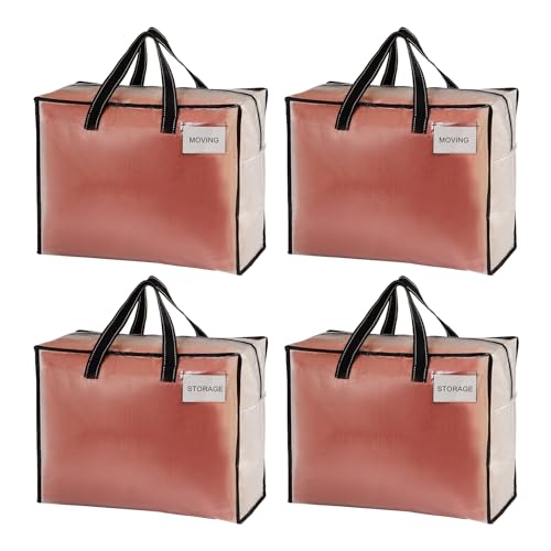 VENO 4 Pack Heavy Duty Moving Bags Storage Bags Packing Supplies Top Zipper Storage Totes for Camping Clothes Bedding Comforters Pillows 13 Gallon Clear 4 Pack - Image 1