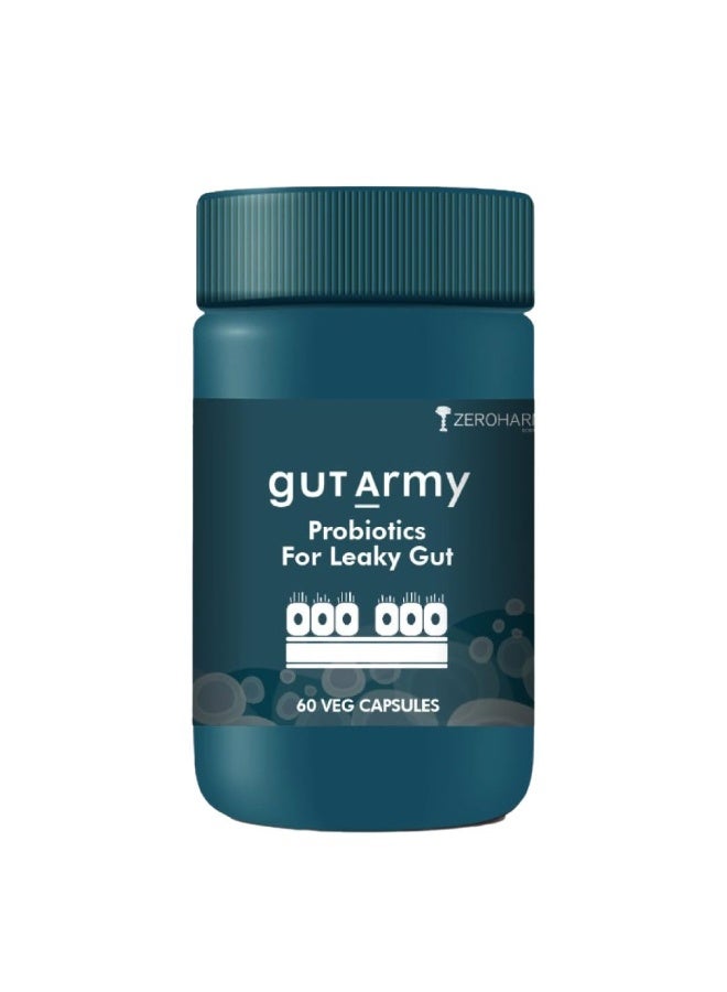 ZEROHARM Gut Army Probiotics For Leaky Gut | Gut Repair Supplements for Men & Women | L Reuteri, Lactobacillus | Supports Gastrointestinal Lining, Gut Cleanse & Digestion | 60 Veg Capsules - Image 1