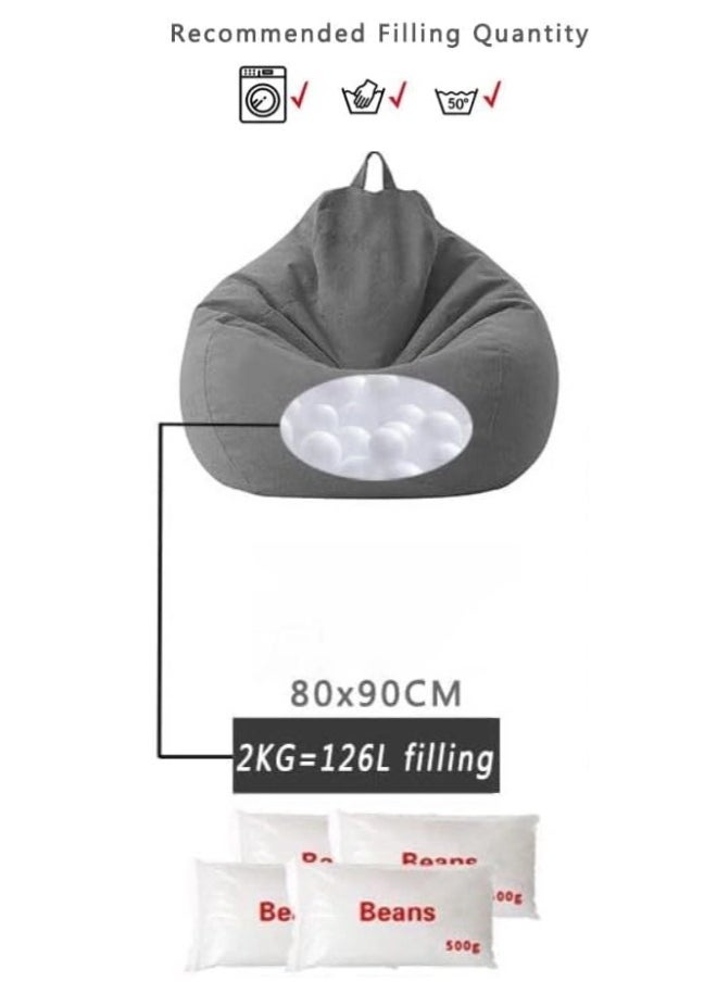 Bean Bag Chair Cover (No Filler),Cotton Linen Replacement Lazy Sofa Without Filler ,Size after filling: 80x80x90 cm