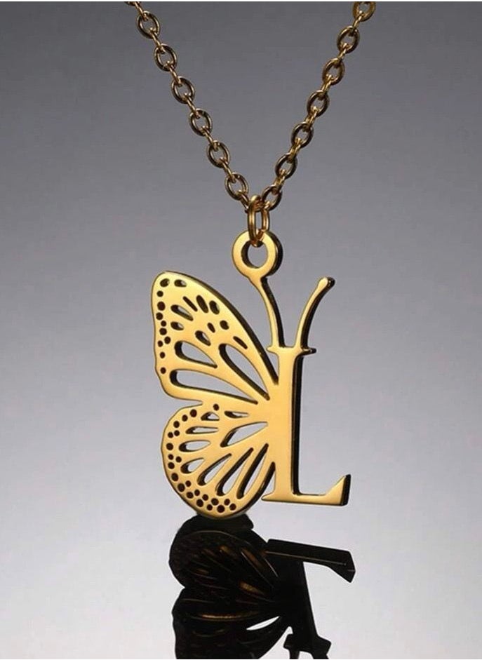 sixtyfour Trendy Gold Stainless Steel Necklace For Women Letter L 