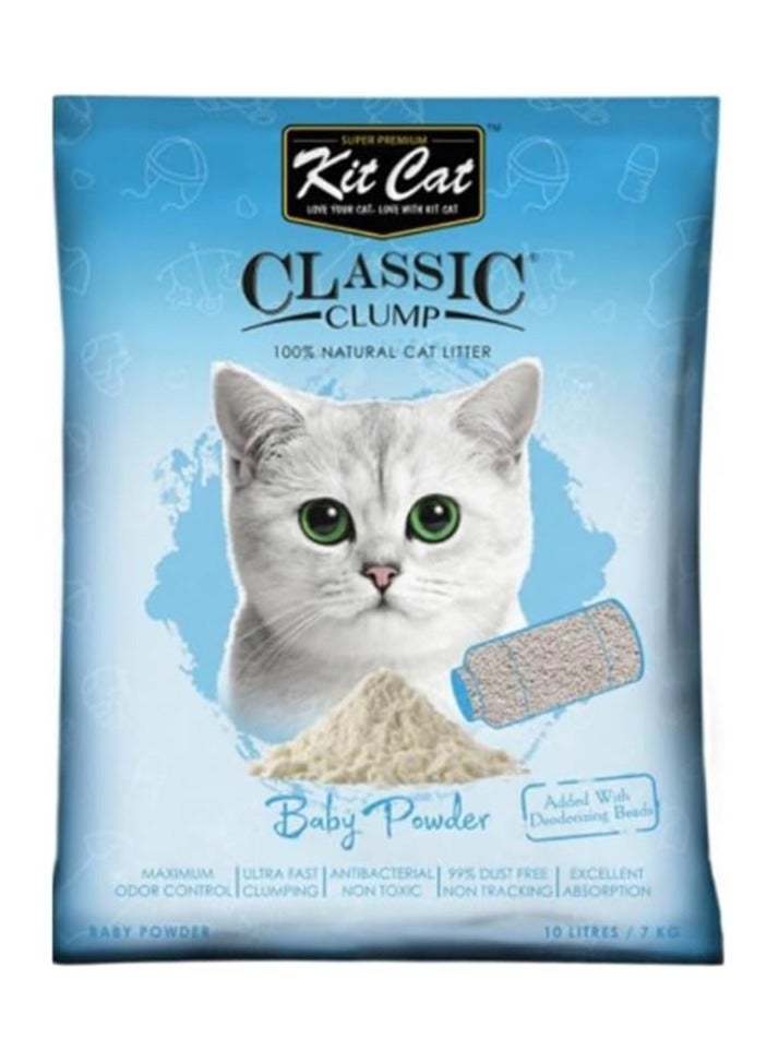Kit Cat Classic Clump Baby Powder Scented Cat Litter - 10 L - Image 1