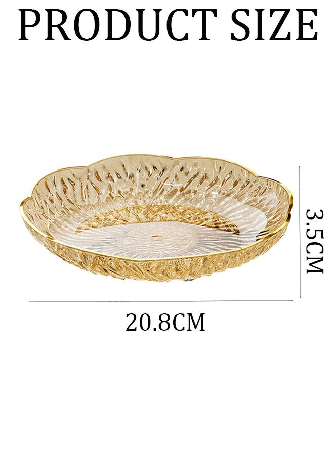 Fruit plate light luxury home living room nut plate multifunctional decorative tray light luxury fashion fruit plate gold edge petal fruit plate dried fruit candy snack flower plate suitable for living room storage food beverage fruit (20.8*3.5cm) - Image 2