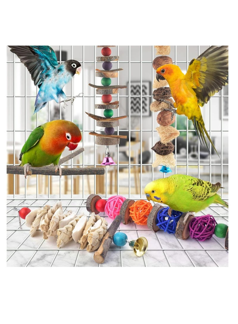 FengSVMA Bird Chew Toys Parakeet Natural Wood Toys Parrot Hanging Cage Toy Bird Perch Stand for Small Bird Conure Cockatiel Parrotlet Lovebird Budgie 5 Packs - Image 3