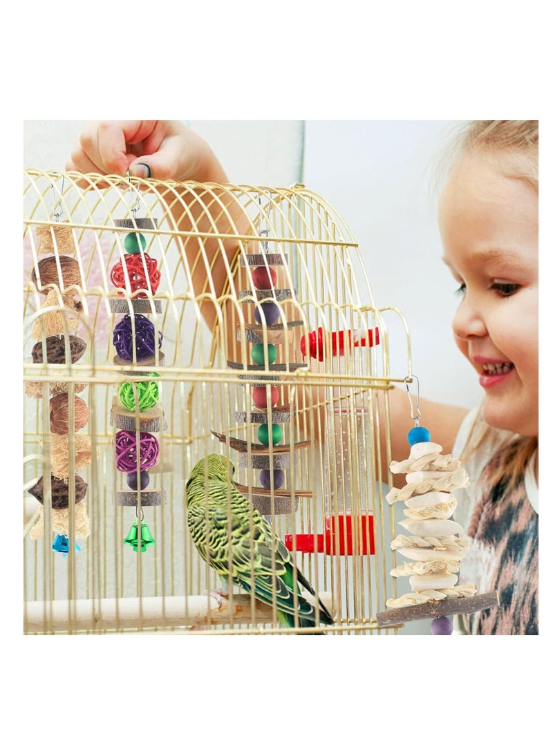 FengSVMA Bird Chew Toys Parakeet Natural Wood Toys Parrot Hanging Cage Toy Bird Perch Stand for Small Bird Conure Cockatiel Parrotlet Lovebird Budgie 5 Packs - Image 4
