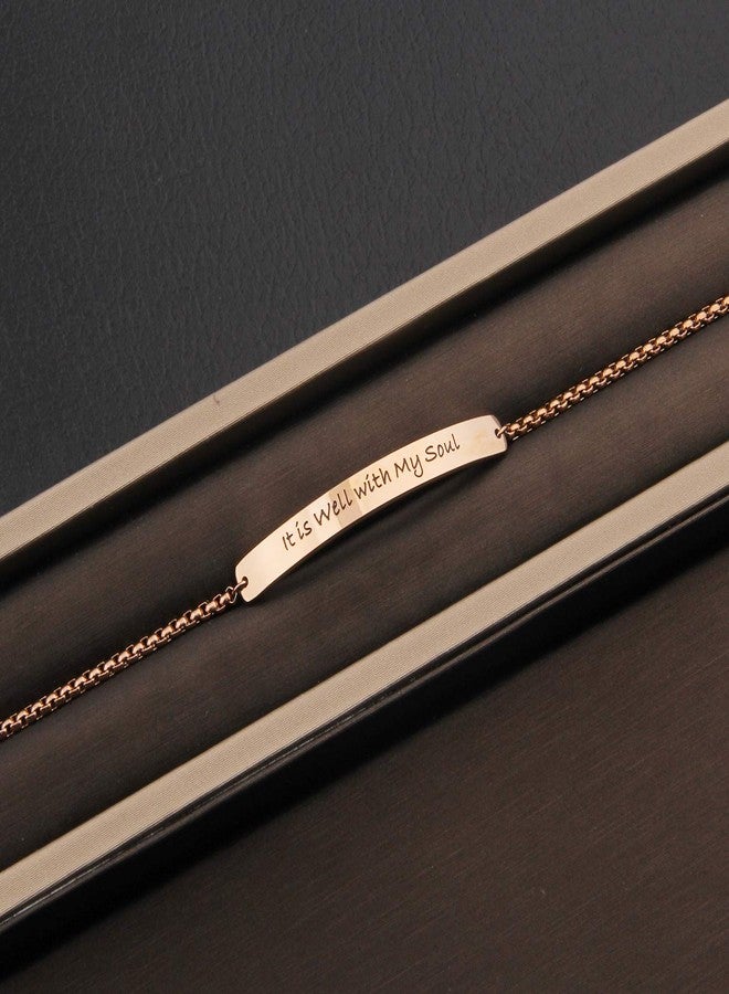 ميوسبارك سوار MYOSPARK مطبوع عليه عبارة "سلامٌ لروحي" يدوياً، سوار من الكتاب المقدس لها (ذهبي وردي) - Image 4