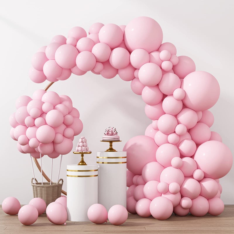 RUBFAC 129pcs Pastel Pink Balloons Different Sizes 18 12 10 5 Inches for Garland Arch, Light Pink Balloons for Birthday Valentine's Day Baby Shower Gender Reveal Wedding Party Decoration - Image 1