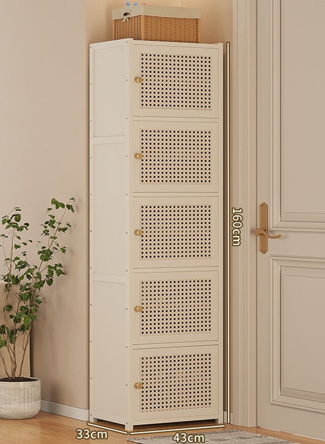 NKX Shoe Rack Household Doorway Multi-Layer Storage Artifact Cream Wind Household Simple 160*43*33CM - Image 2