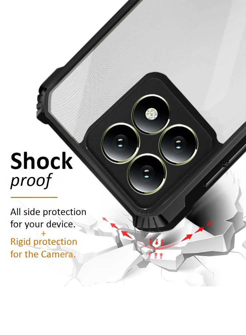 Wtech Xiaomi 14T 5G 2024 Hybrid TPU Silicone with Raised Armour Bumpers Slim Case Cover - Black - Image 4