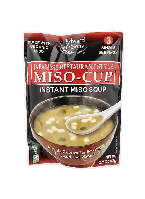 Edward & Sons, Miso-Cup®, Japanese Restaurant Style, 3 Single Servings, 2.9 oz (82 g)