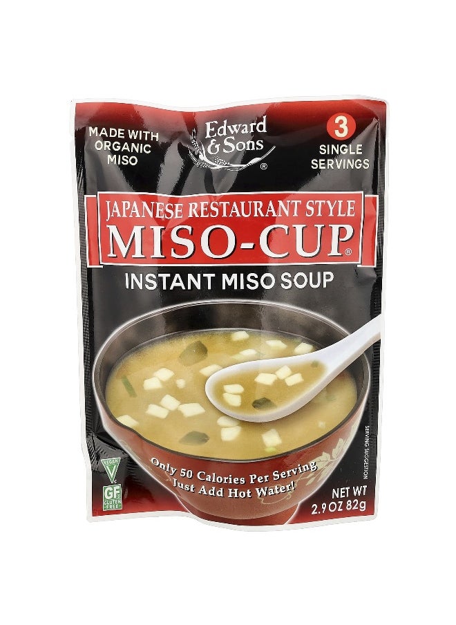 Edward & Sons, Miso-Cup®, Japanese Restaurant Style, 3 Single Servings, 2.9 oz (82 g)