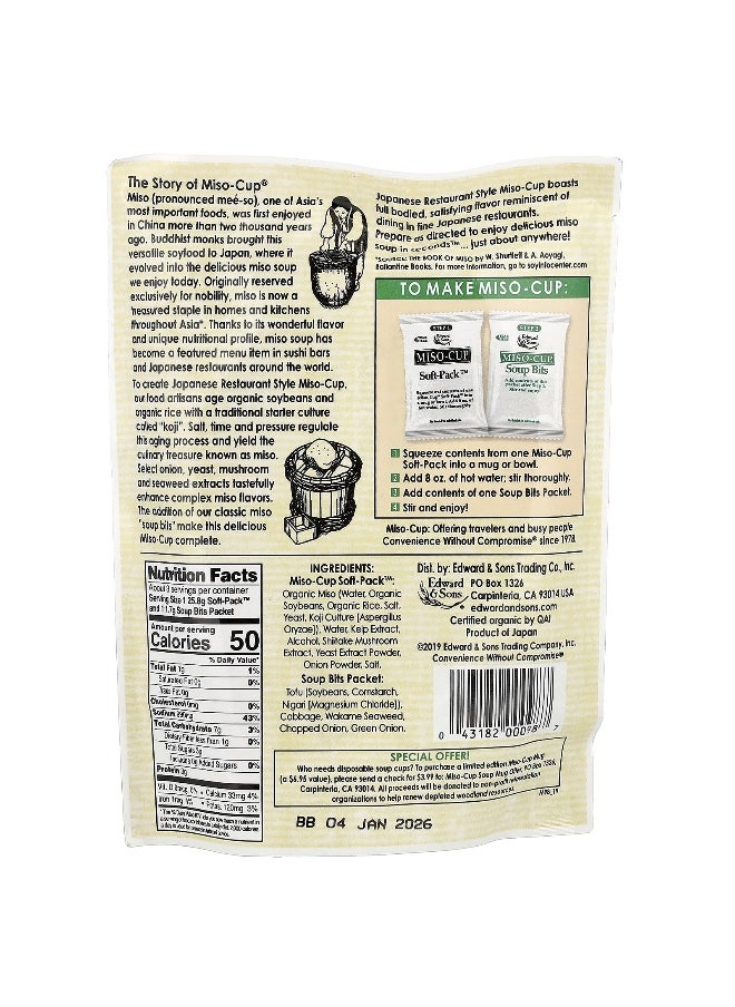 Edward & Sons, Miso-Cup®, Japanese Restaurant Style, 3 Single Servings, 2.9 oz (82 g)