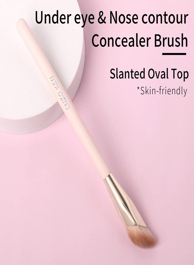 ENZO KEN Angled Concealer Brush Under Eye, Concealer Brush, Nose Contour Brush, Small Concealer Brushes, Under Eye Makeup Brushes, Under Eye Brush, Concealer Makeup Brushes. Pink and Gold 11M - Image 2