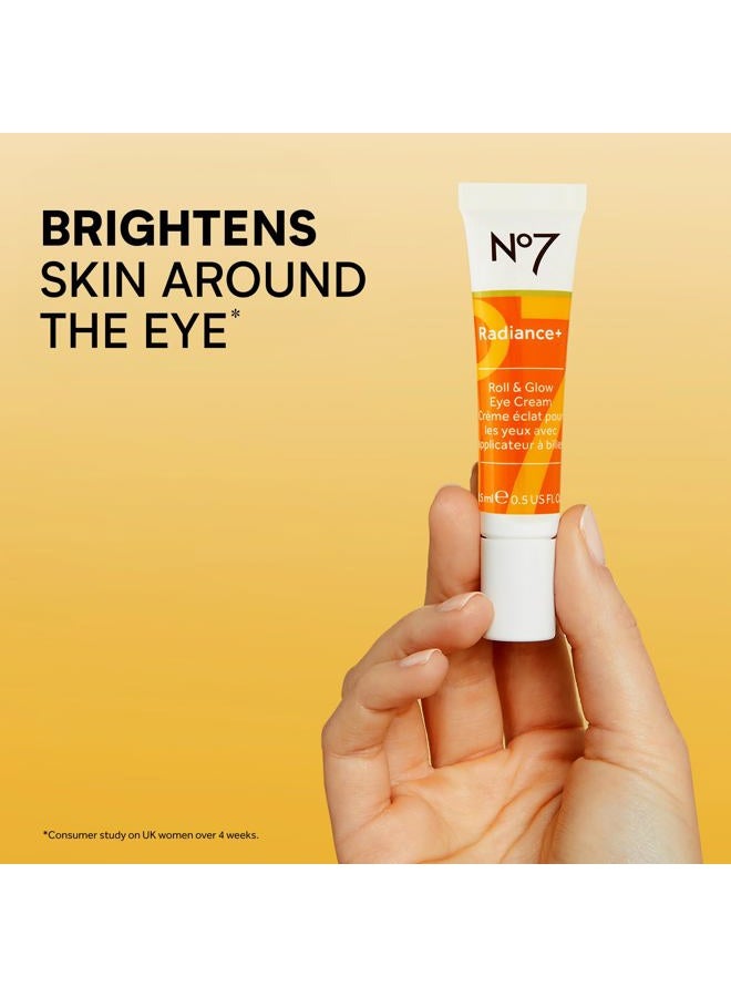 No7 Radiance+ Roll & Glow Eye Cream - Reviving & Illuminating Under Eye Roller - Color Correcting Vitamin C + Caffeine Cream for Dark Circles, Puffiness & Dullness (15ml) - Image 4