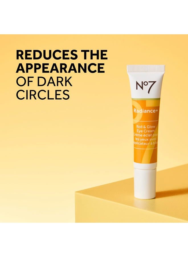 No7 Radiance+ Roll & Glow Eye Cream - Reviving & Illuminating Under Eye Roller - Color Correcting Vitamin C + Caffeine Cream for Dark Circles, Puffiness & Dullness (15ml) - Image 2