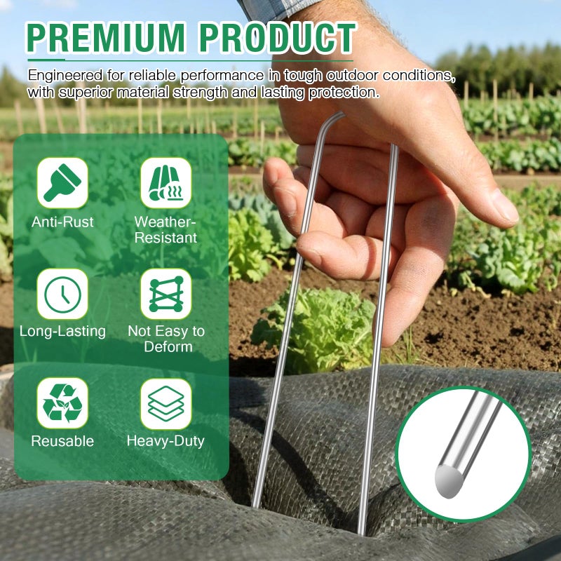 FUIJOL 8 Gauge Landscape Staples, FUIJOL 12 Inch 15 25 50 100 Pack Heavy Duty U-Shaped Landscape Stakes, Galvanized Garden Staples for Weed Barrier Stakes, Ground Cover, Irrigation Tubing, Fence (25,12 Inch) - Image 4