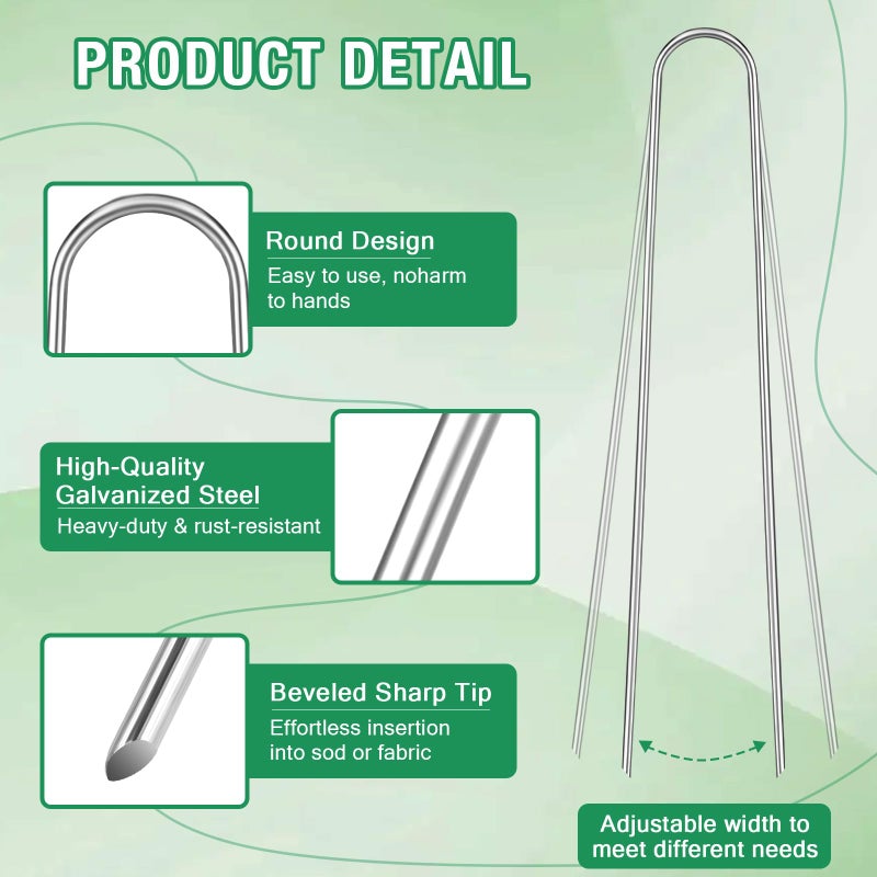 FUIJOL 8 Gauge Landscape Staples, FUIJOL 12 Inch 15 25 50 100 Pack Heavy Duty U-Shaped Landscape Stakes, Galvanized Garden Staples for Weed Barrier Stakes, Ground Cover, Irrigation Tubing, Fence (25,12 Inch) - Image 3