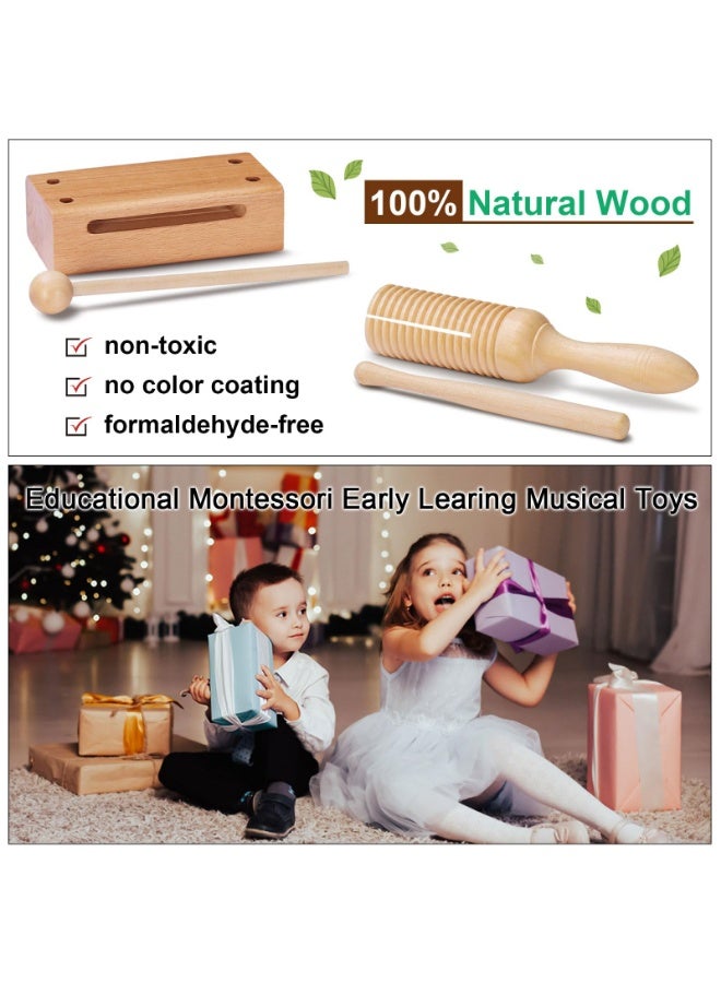 Arabest Montessori Natural Wooden Musical Instruments Set for Toddlers Preschool Educational Percussion Toys with Storage Bag, Safe Early Learning Toys for Boys Girls (3+) - Image 2