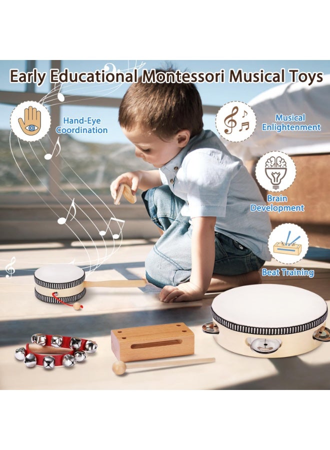 Arabest Montessori Natural Wooden Musical Instruments Set for Toddlers Preschool Educational Percussion Toys with Storage Bag, Safe Early Learning Toys for Boys Girls (3+) - Image 5