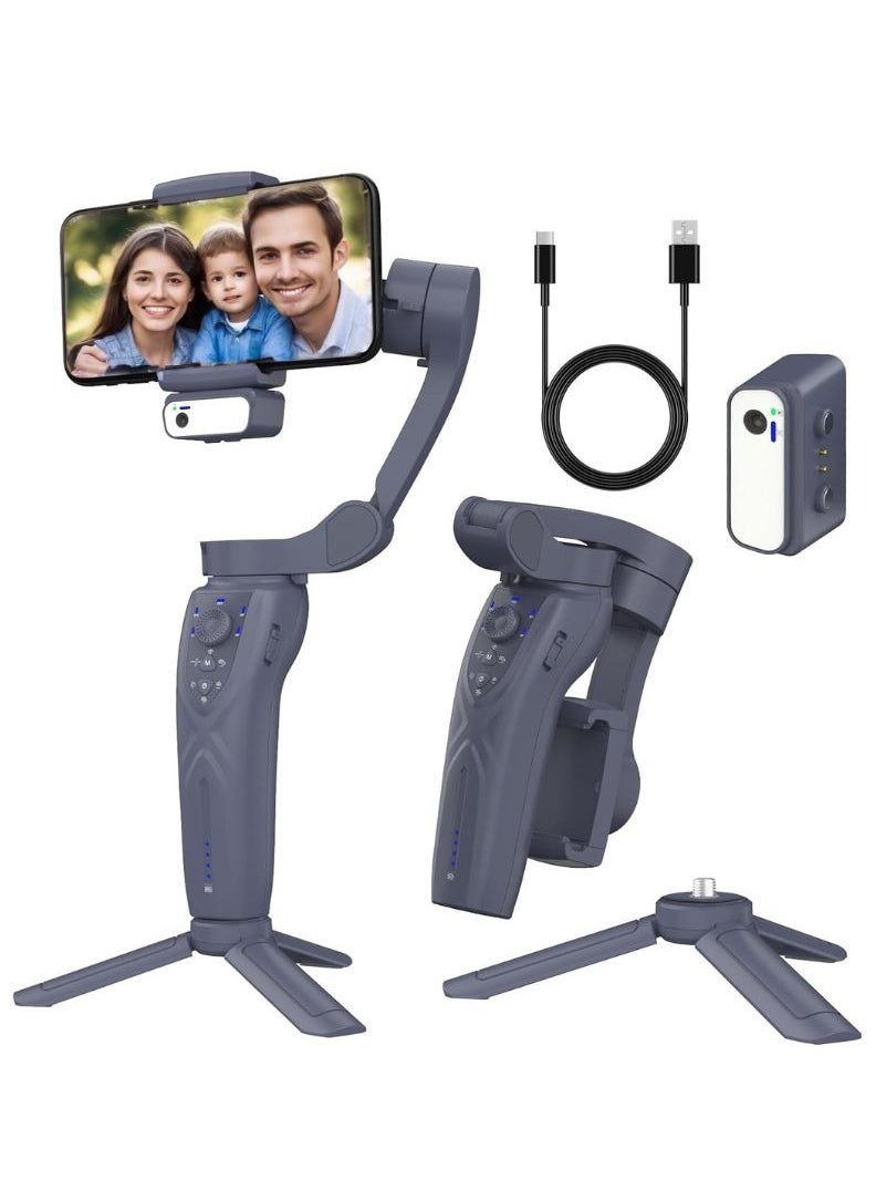 RADSUN F12 3-Axis Foldable Gimbal Stabilizer – AI Tracking, Selfie Stick Tripod, Zoom Wheel, Landscape/Portrait Mode (Black)  - Image 1