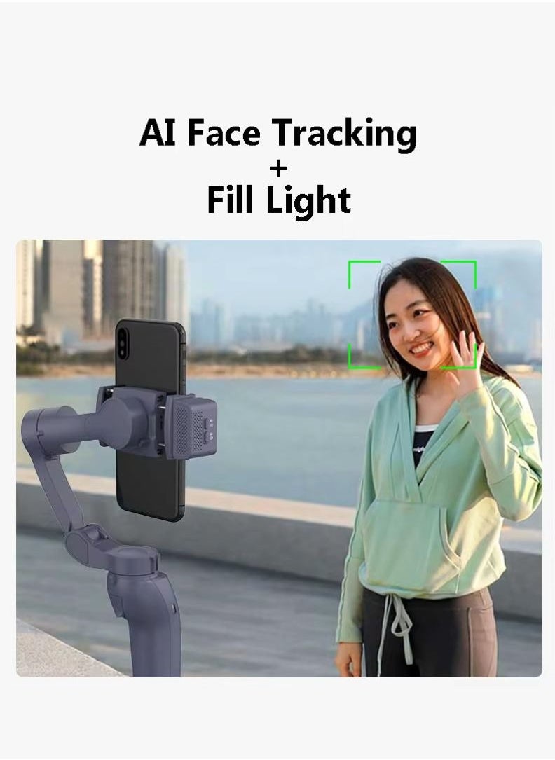 RADSUN F12 3-Axis Foldable Gimbal Stabilizer – AI Tracking, Selfie Stick Tripod, Zoom Wheel, Landscape/Portrait Mode (Black)  - Image 3