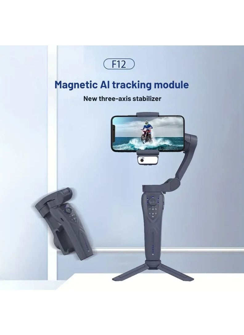 RADSUN F12 3-Axis Foldable Gimbal Stabilizer – AI Tracking, Selfie Stick Tripod, Zoom Wheel, Landscape/Portrait Mode (Black)  - Image 5