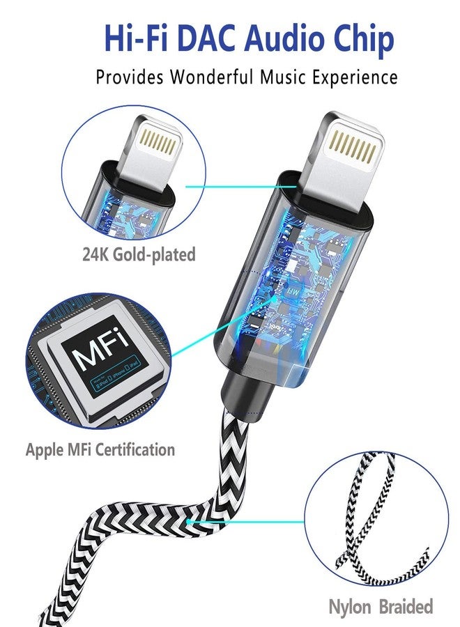 esbeecables [Apple MFi Certified] iPhone Aux Cord for Car, Lightning to 3.5 mm Headphone Jack Adapter Nylon Braided Audio Stereo Cable for iPhone 14 13 12 11 XS XR X 8 to Car Home Stereo Speaker Headphone, Silver - Image 4