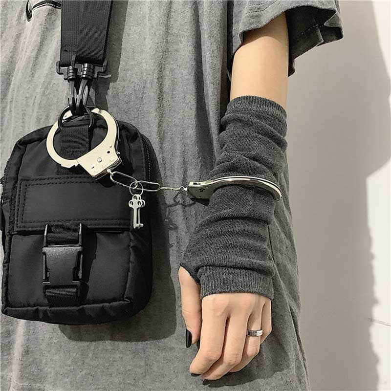 Rainbow Striped Sleeve Gloves Cotton Warmth Dark gray 